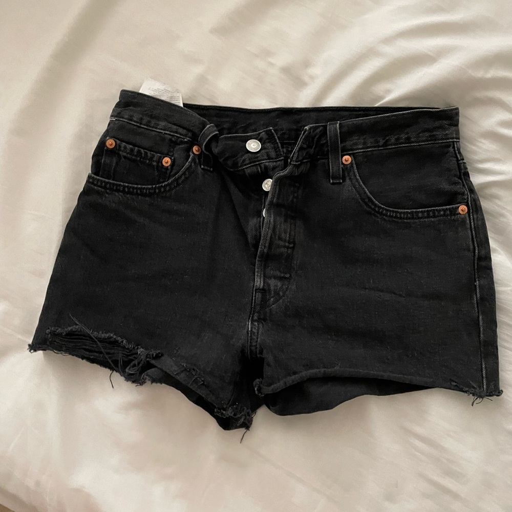 Levi’s Black High Waist Jean Shorts 501